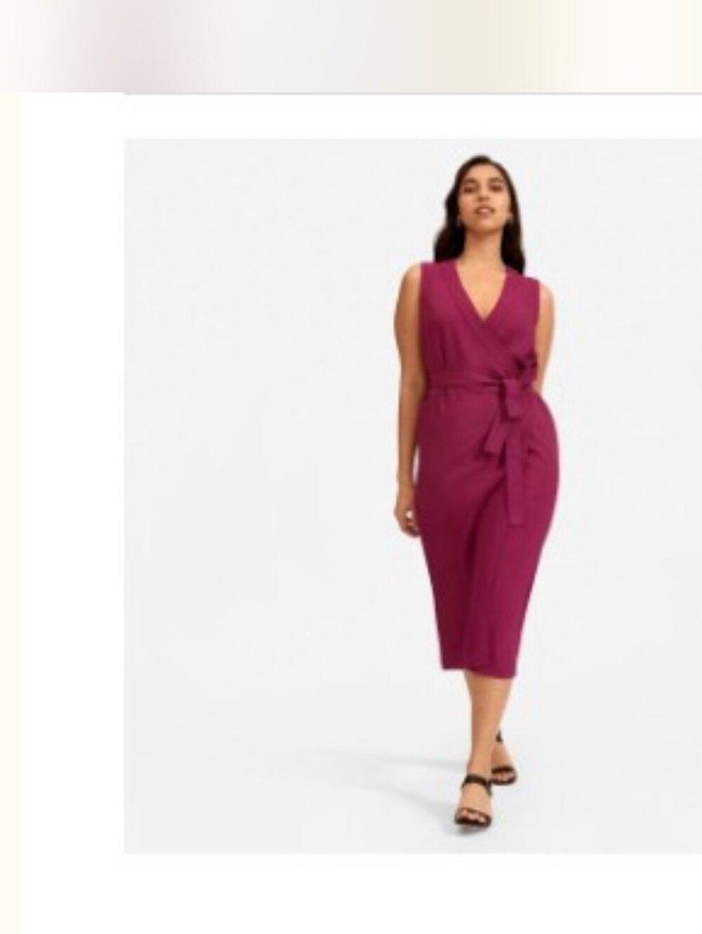 Everlane Sleeveless GoWeave Wrap Midi Dress in Berry